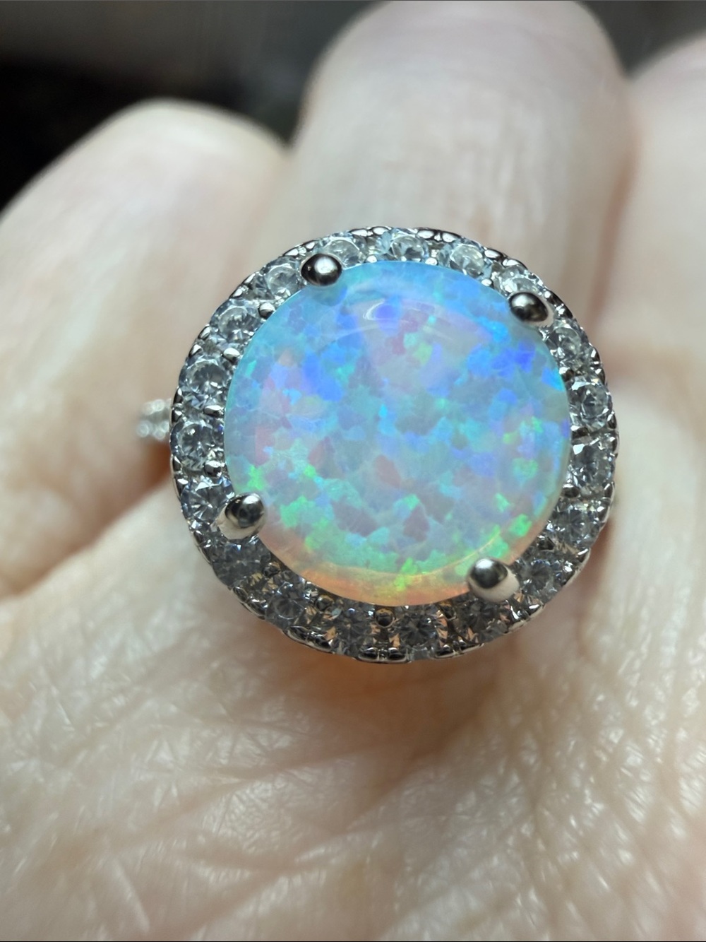 2 CT Opal ring 925 Sterling Silver surround by GRA CERTIFIED MOISSANITE DIAMONDS - Picture 9 of 11